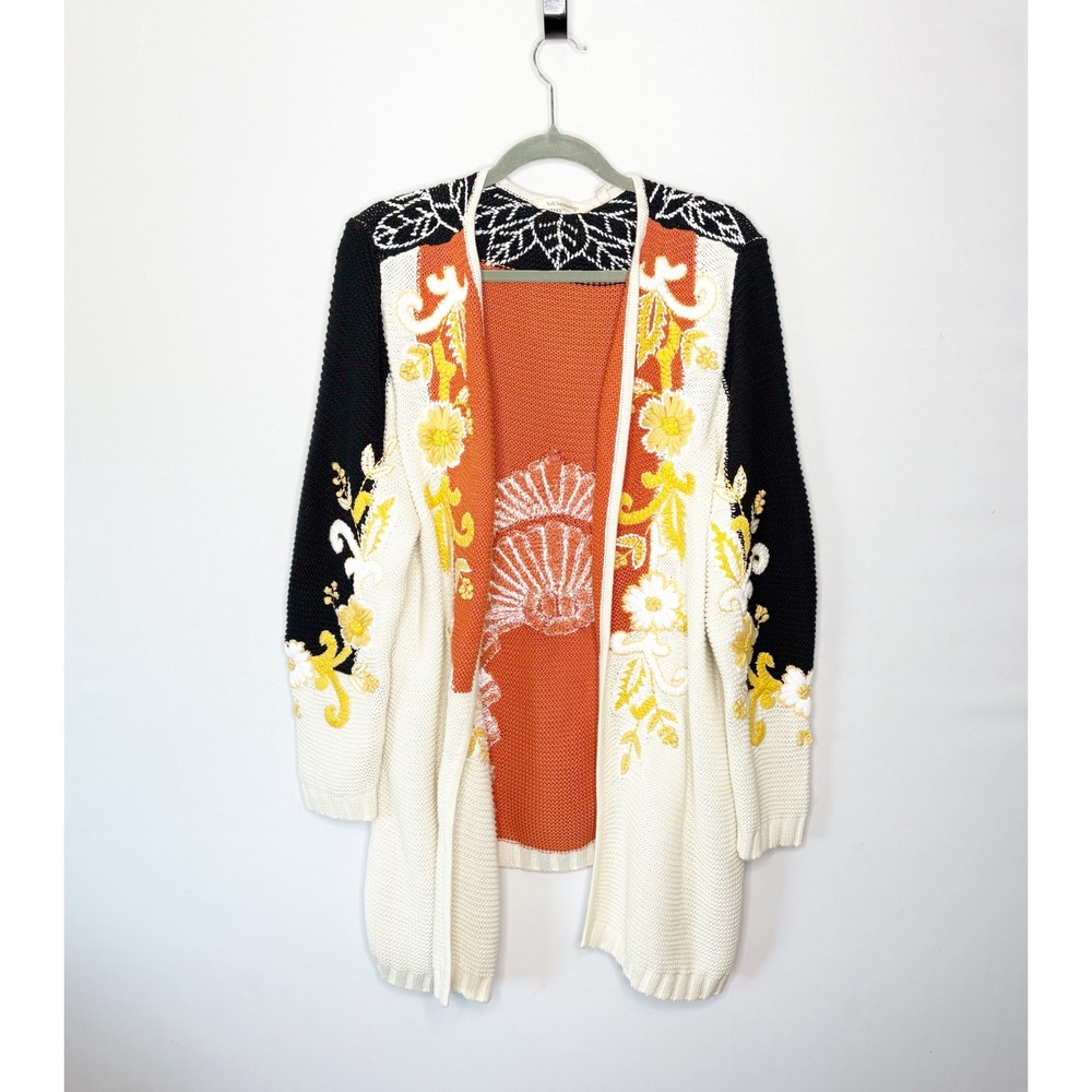 Soft Surroundings Womens Size 1X Floral Embroidered Cotton Cardigan Sweater - Picture 3 of 11